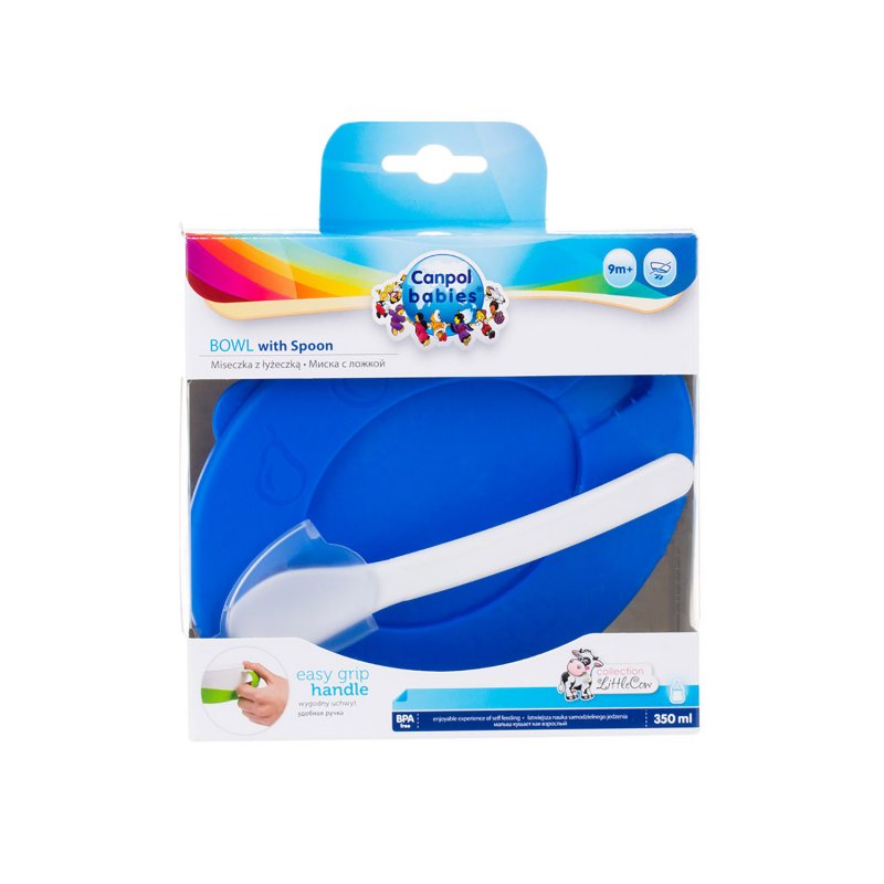 Canpol Babies Μπολ Φαγητού με Κουτάλι Μπλε 350ml 9m+