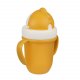Canpol babies Εκπαιδευτικό ποτηράκι με καλαμάκι σιλικόνης Flip-top 210ml Matte pastels yellow