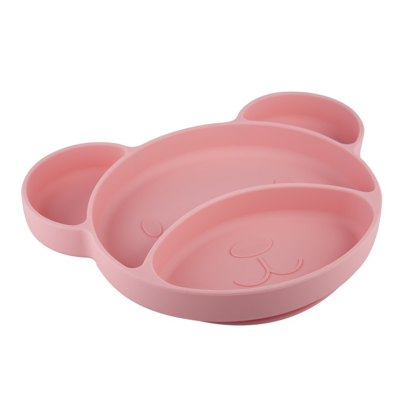 Canpol babies πιάτο σιλικόνης με βεντούζα Bear pink