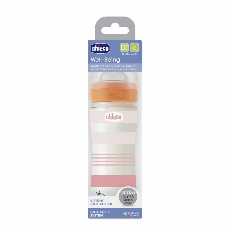 Chicco Μπιμπερό γυάλινο WB GIRL 240ml ΘΣ 0Μ+ 