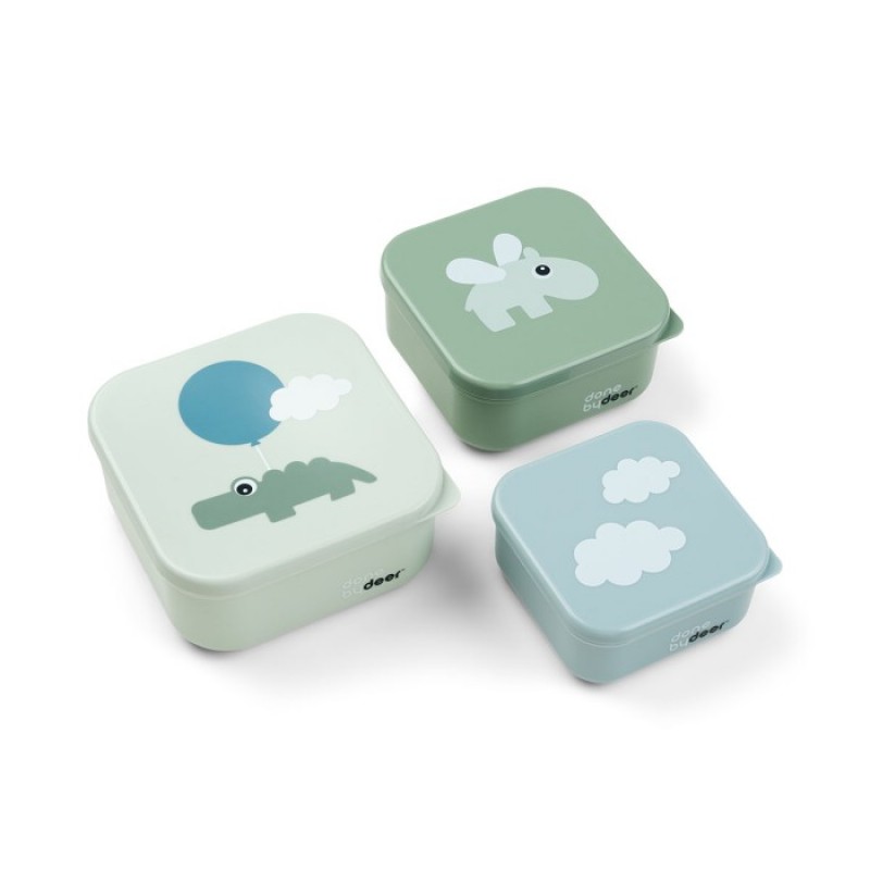 Done by Dear φαγητοδοχεία σετ 3 τμχ Happy clouds Green