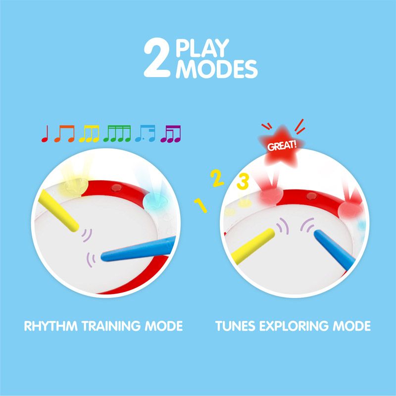 Hape Early Melodies Ξύλινο Τύμπανο Learn With Lights Drum