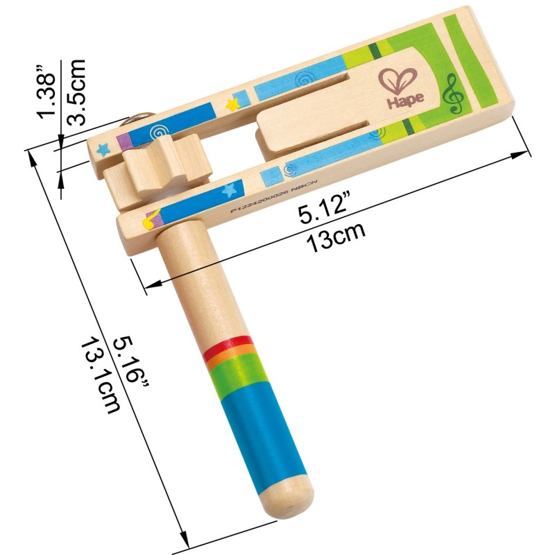 Hape Ξύλινο Κρουστό Ροκάνα Cheer Along Noisemakers E0611 (Διάφορα Σχέδια) 1τμχ για 1.5+ Ετών