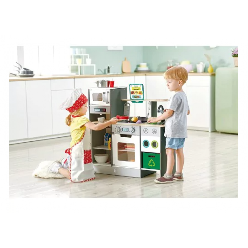 Hape Kitchen with fun fan stove Κουζίνα Με Ρεαλιστικό Φούρνο Με Φώτα και Ήχους - 12 Τεμ