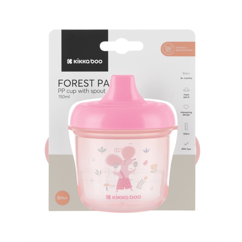 Kikkaboo Εκπαιδευτικό κύπελλο PP με στόμιο 150ml Forest Party Ροζ