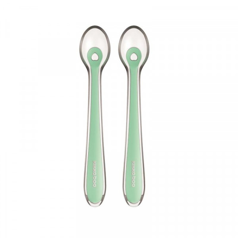 Kikkaboo  Κουτάλια σιλικόνης με θήκη 2 τεμ. Μέντα