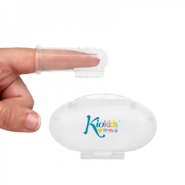 Kiokids Βρεφική Οδοντοβουρτσα Σιλικονης με Θήκη 0-18Μ