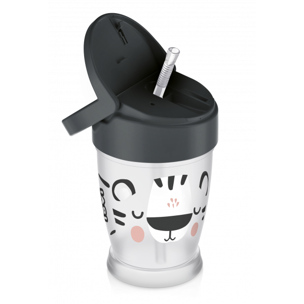 Lovi My Straw Κύπελλο με Καλαμάκι Σιλικόνης Salt&Pepper Junior 250ml 12m+