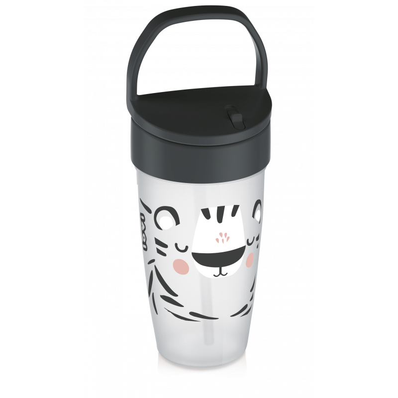 Lovi My Straw Κύπελλο με Καλαμάκι Σιλικόνης Salt&Pepper Active 350ml 14m+