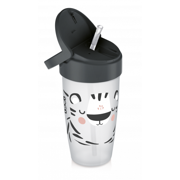 Lovi My Straw Κύπελλο με Καλαμάκι Σιλικόνης Salt&Pepper Active 350ml 14m+