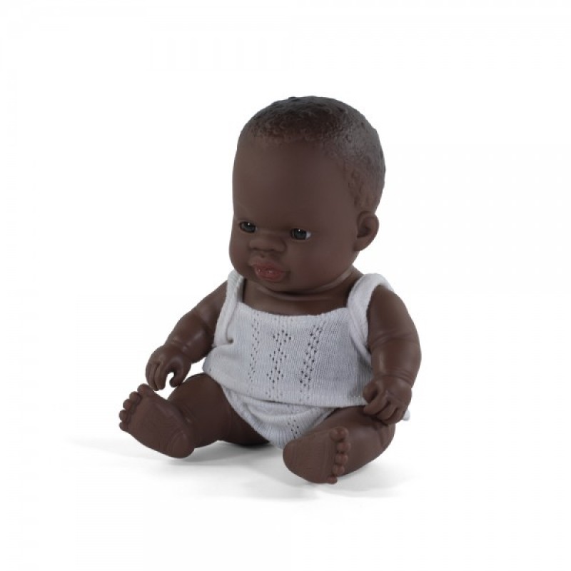 Miniland κούκλα African boy 21 cm με εσώρουχα 