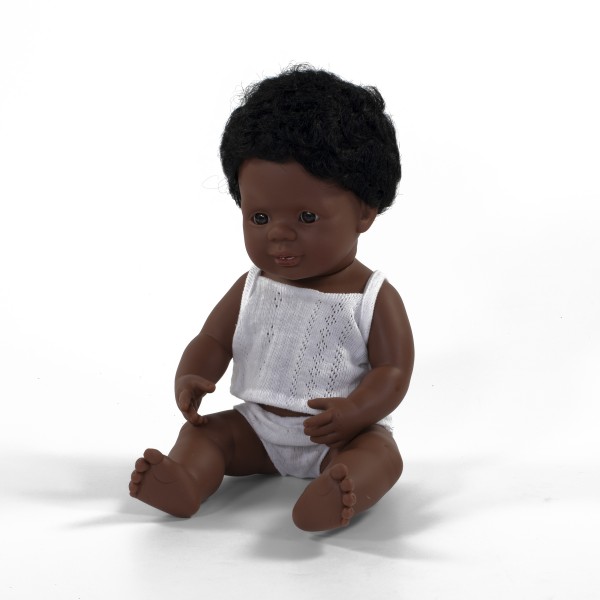 Miniland κούκλα Afroamerican boy 38 cm με εσώρουχα