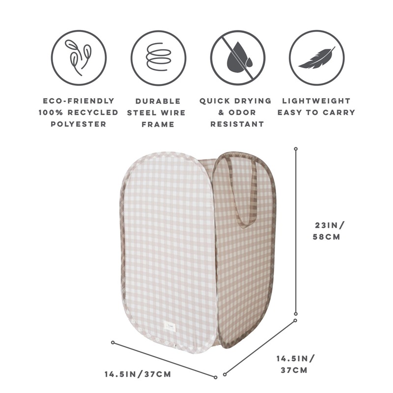 3Sprouts Καλάθι για τα άπλυτα, Gingham beige