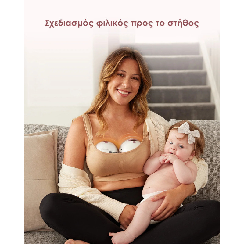 Momcozy M5 Smart Φορετό Ηλεκτρικό Θήλαστρο με App Control μονό Red 