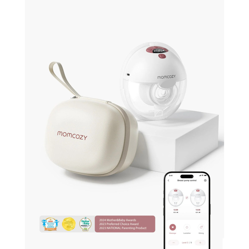 Momcozy M5 Smart Φορετό Ηλεκτρικό Θήλαστρο με App Control μονό Red 
