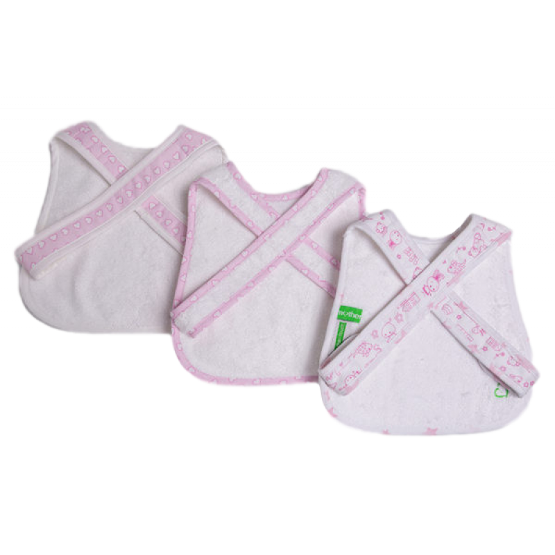 Mother Touch Basic Bibs Pink Σαλιάρες με Τιράντες 3τμχ