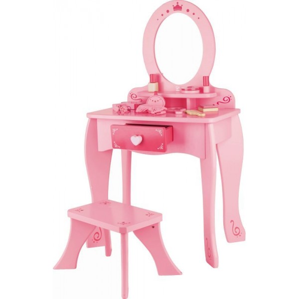 Hape Ξύλινο Σετ Dresser Table And Stool Girl's Vanity-Pink