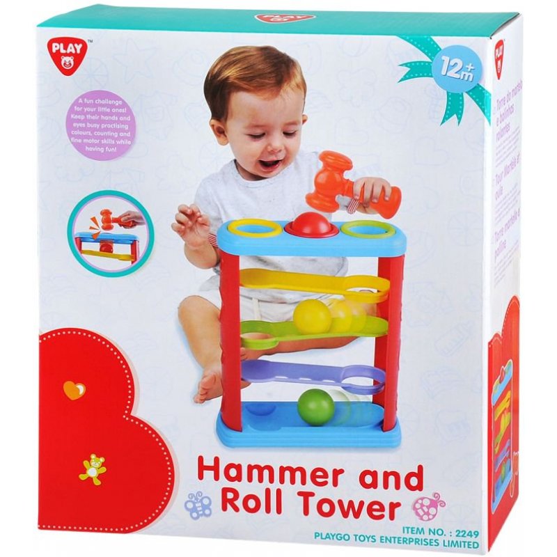 Playgo Πύργος Με Μπαλίτσες και Σφυρί Hammer & Roll Tower 