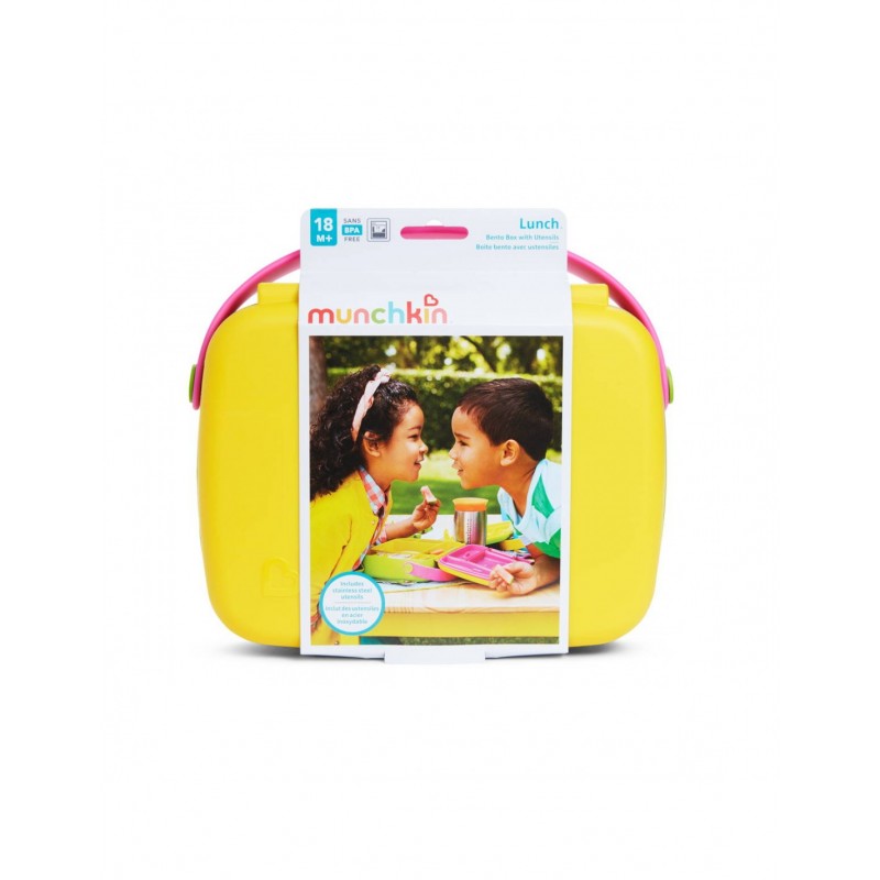 Munchkin Bento Box Yellow/Pink Δοχείο Φαγητού Κίτρινο/Ροζ 18+ μηνών 