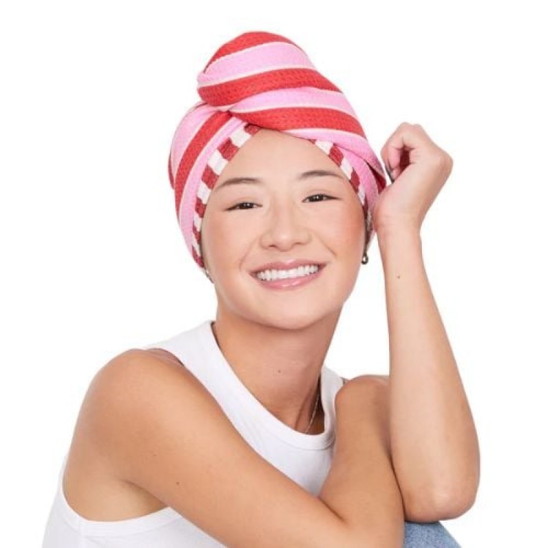 Dock & Bay: Πετσέτα μαλλιών - Τουρμπάνι με ελαφριά πικέ ύφανση 63x26cm - Cherry Bomb (Νέα συσκευασία)