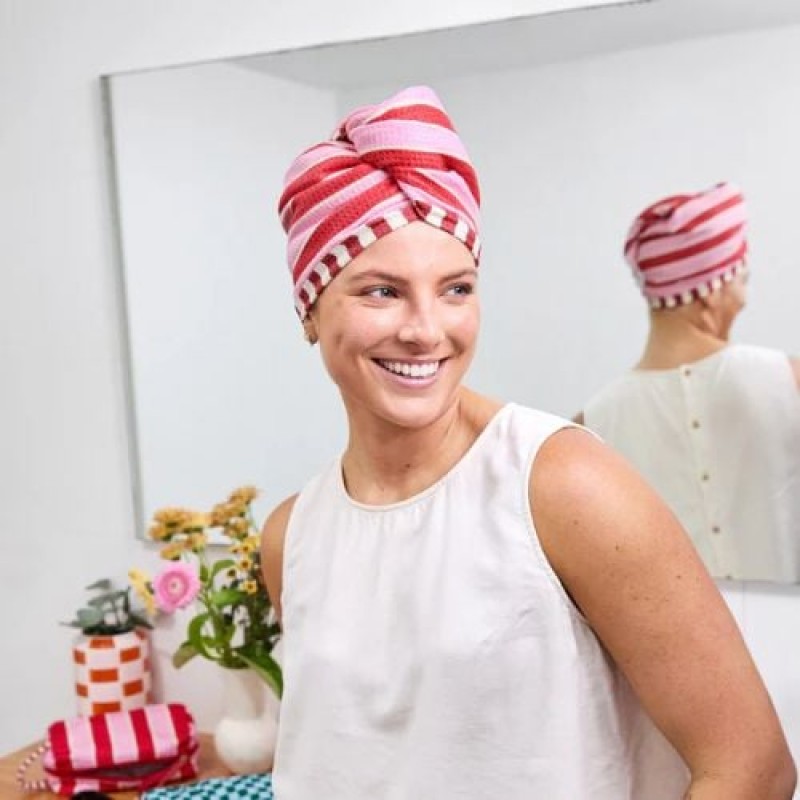 Dock & Bay: Πετσέτα μαλλιών - Τουρμπάνι με ελαφριά πικέ ύφανση 63x26cm - Cherry Bomb (Νέα συσκευασία)