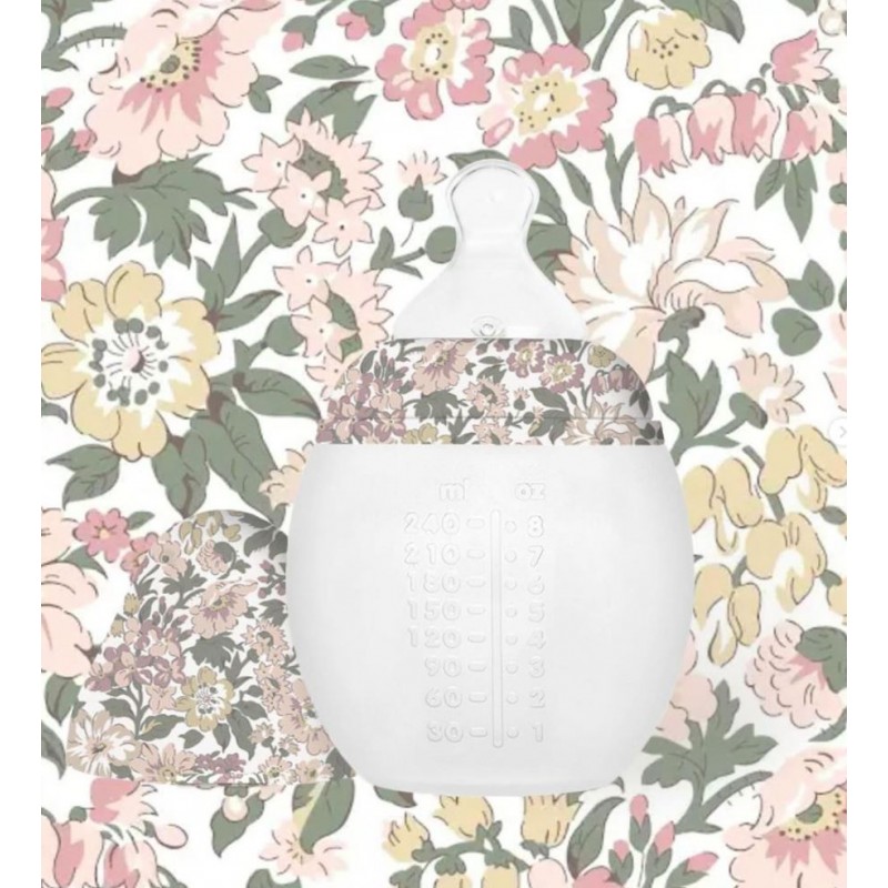 Elhee x Liberty Collection: Μπιμπερό από ιατρική σιλικόνη 240ml-Honey Dew Pink