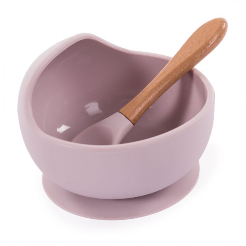 Bo Jungle Σιλικονούχο Μπολ Με Κουτάλι Και Βεντούζα Pink