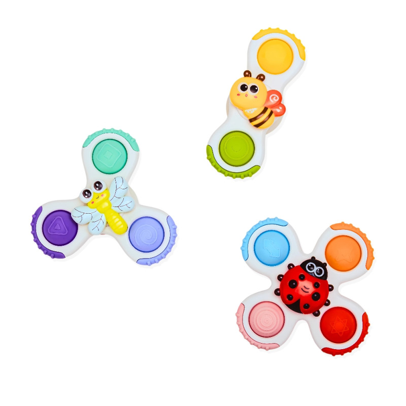 Bo Jungle: Ζωάκια spinners Αισθητηριακής Εξερεύνησης με βεντούζα -σετ των 3 για 6 μηνών
