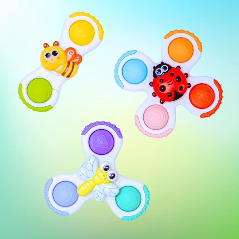 Bo Jungle: Ζωάκια spinners Αισθητηριακής Εξερεύνησης με βεντούζα -σετ των 3 για 6 μηνών