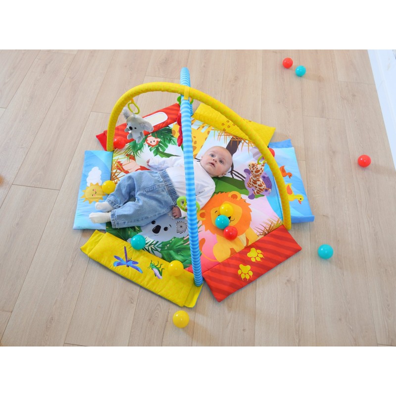 Bo Jungle: Εκπαιδευτικό χαλάκι δραστηριοτήτων - Βρεφικό γυμναστήριο με μαξιλάρι και μπάλες - Palenquo