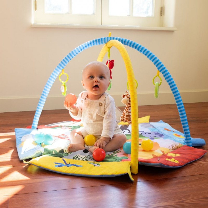 Bo Jungle: Εκπαιδευτικό χαλάκι δραστηριοτήτων - Βρεφικό γυμναστήριο με μαξιλάρι και μπάλες - Palenquo