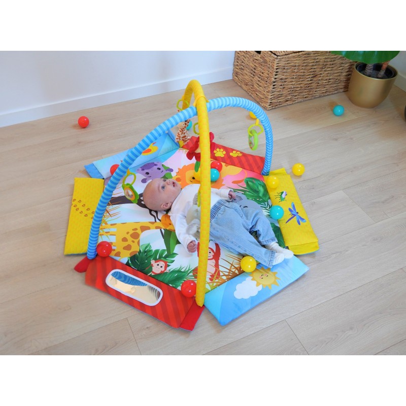 Bo Jungle: Εκπαιδευτικό χαλάκι δραστηριοτήτων - Βρεφικό γυμναστήριο με μαξιλάρι και μπάλες - Palenquo