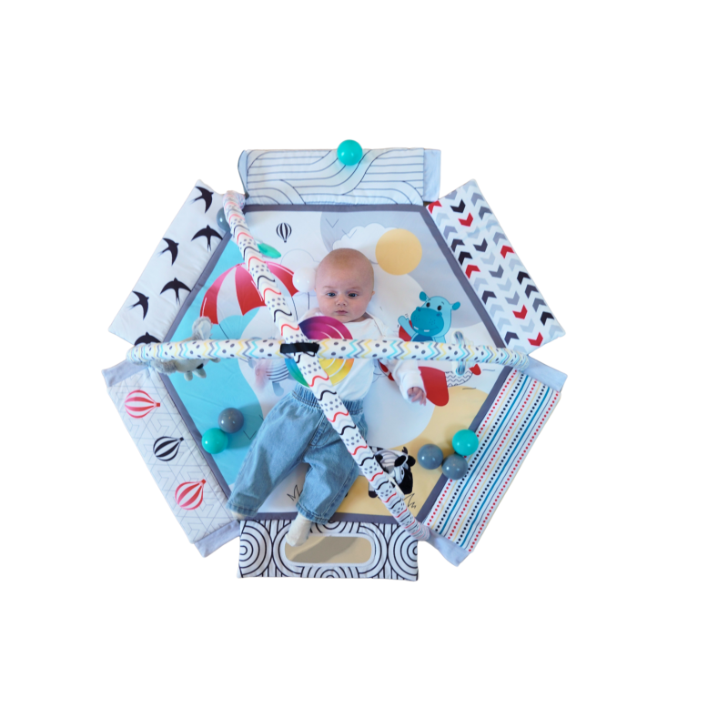 Bo Jungle: Εκπαιδευτικό χαλάκι δραστηριοτήτων - Βρεφικό γυμναστήριο με μαξιλάρι και μπάλες - Midnight