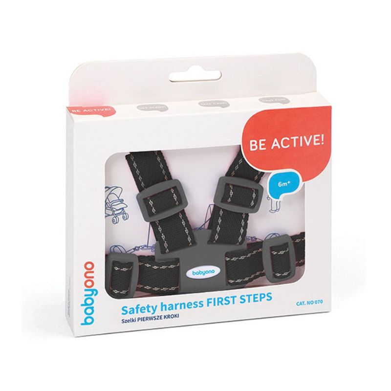 Babyono: Ζώνη ασφαλείας με ιμάντα First Steps Μαύρο