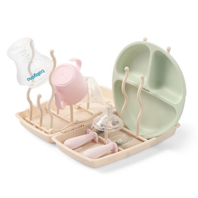 BabyOno: Πτυσσόμενος στεγνωτήρας/ Βάση στράγγισης για τα σκεύη του μωρού- Μπεζ