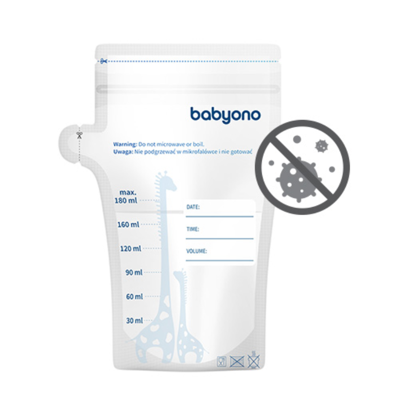 Babyono: Σακουλάκια αποθήκευσης μητρικού γάλακτος με χωνί - 30τμχ