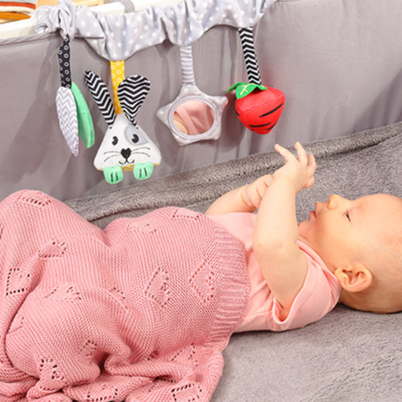 BabyOno: Πλεκτή κουβέρτα από ίνες μπαμπού - Καρδούλες ροζ 75x100 cm