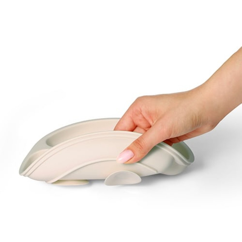 BabyOno: Πιάτο σιλικόνης με βεντούζες και χωρίσματα- Μπεζ