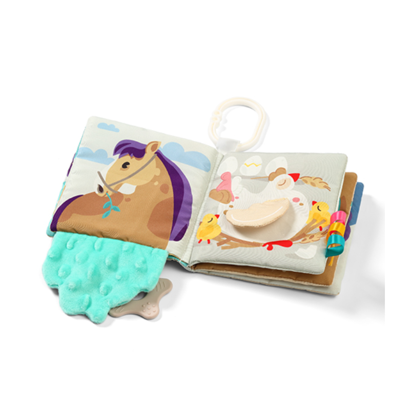 BabyOno: Κρεμαστό πάνινο βιβλίο με στοιχεία ανακάλυψης- Farm first book