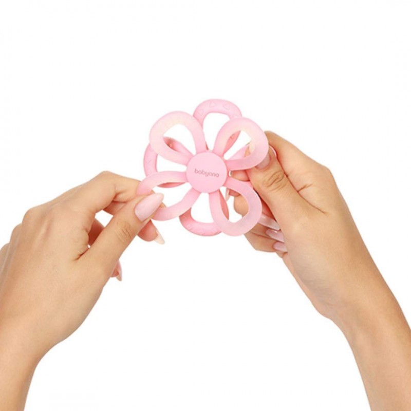 BabyOno: Μασητικό από μαλακή σιλικόνη - Flower Pink