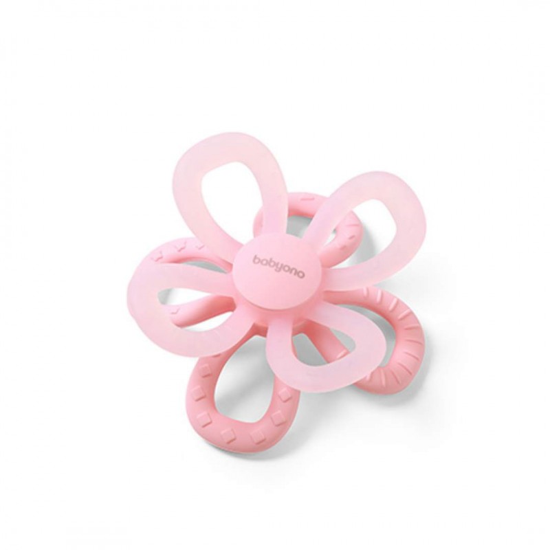 BabyOno: Μασητικό από μαλακή σιλικόνη - Flower Pink