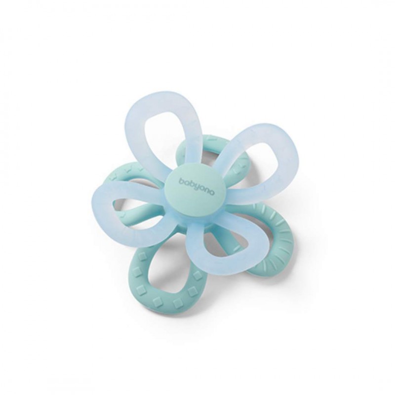 BabyOno: Μασητικό από μαλακή σιλικόνη - Flower Blue