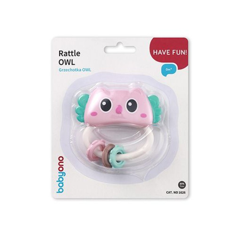 BabyOno: Κουδουνίστρα με μασητικό - Κουκουβάγια