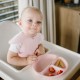 BabyOno: Σαλιάρα σιλικόνης 6m+ με θήκη περισυλλογής τροφίμων-Pink