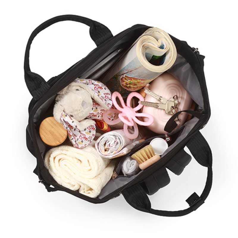 BabyOno: Μοντέρνα τσάντα αλλαξιέρα πλάτης - Μαύρη (Διαθέτει ματ αλλαγής πάνας)