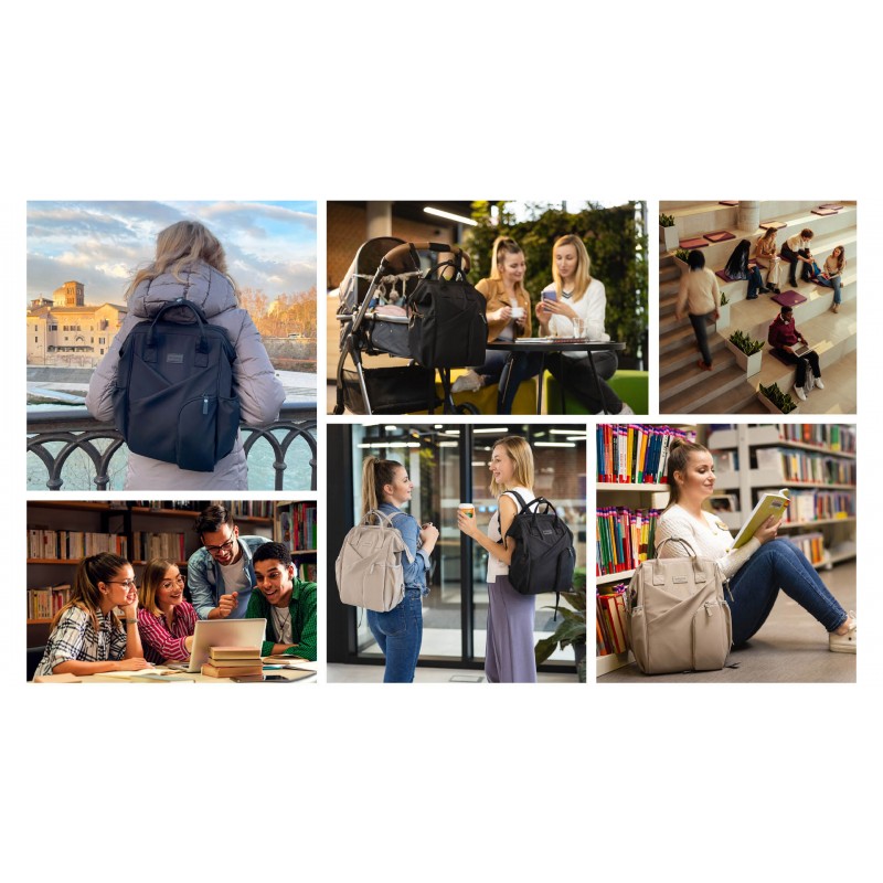 BabyOno: Μοντέρνα τσάντα αλλαξιέρα πλάτης - Μαύρη (Διαθέτει ματ αλλαγής πάνας)