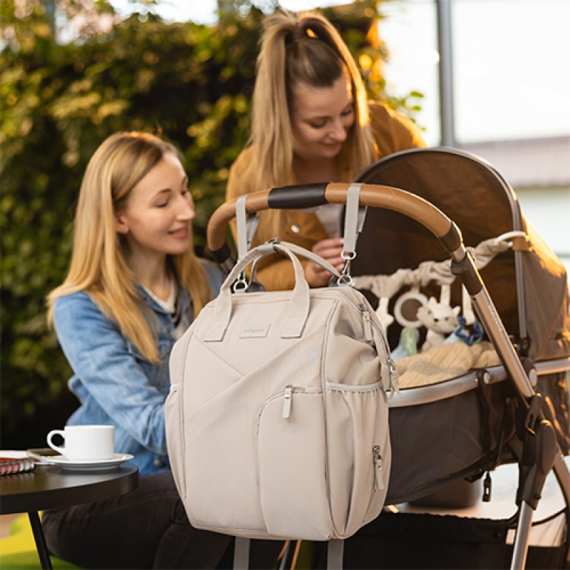 BabyOno: Μοντέρνα τσάντα αλλαξιέρα πλάτης - Μπεζ (διαθέτει ματ αλλαγής πάνας)