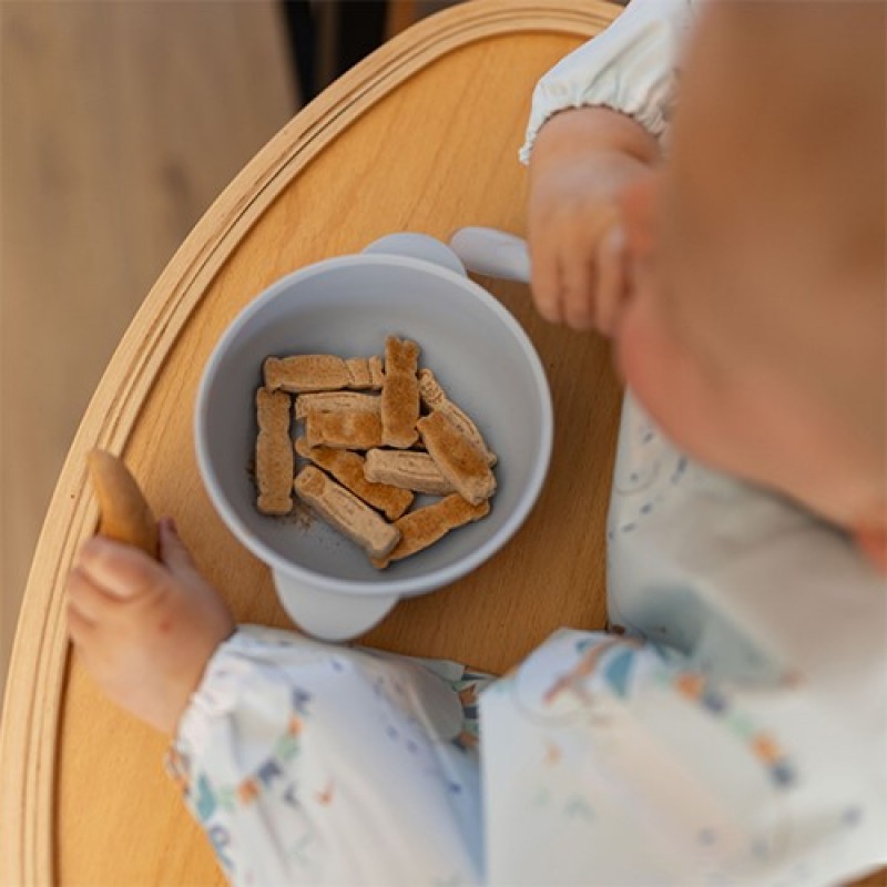 BabyOno: Μπολ σιλικόνης με λαβές, καπάκι & βάση με βεντούζα - Μπλε