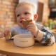 BabyOno: Μπολ σιλικόνης με λαβές, καπάκι & βάση με βεντούζα - Μπεζ