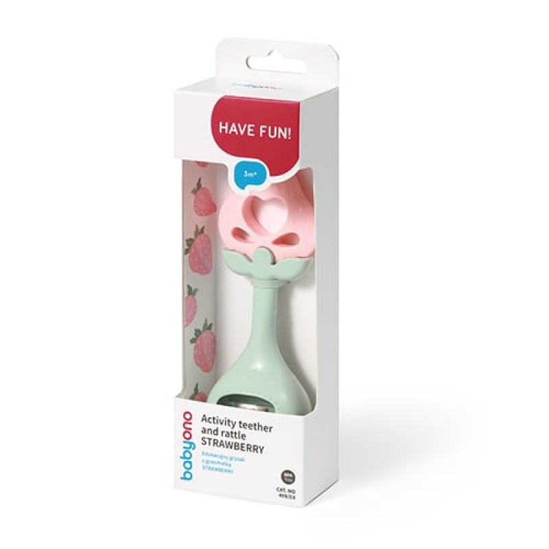 BabyOno: Μασητικό με κουδουνίστρα-Φράουλα